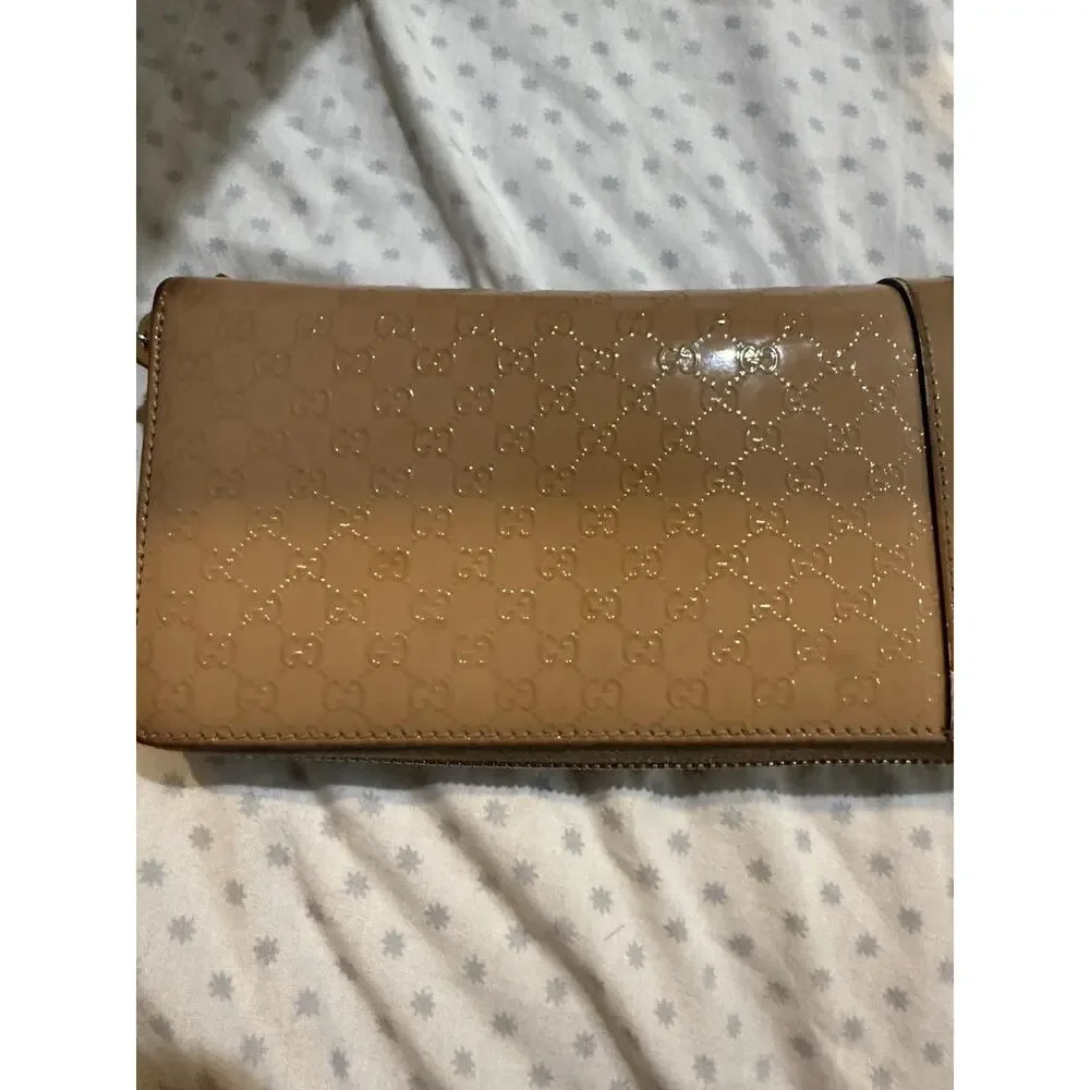 Gucci Microguccissima Patent Leather Zip Around Wallet